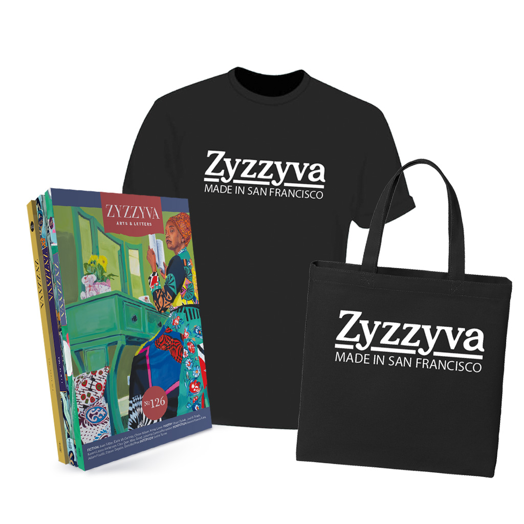 ZYZZYVA T-shirt and subscription bundle ZYZZYVA Essentials Bundle: T-Shirt, Tote Bag, and Subscription